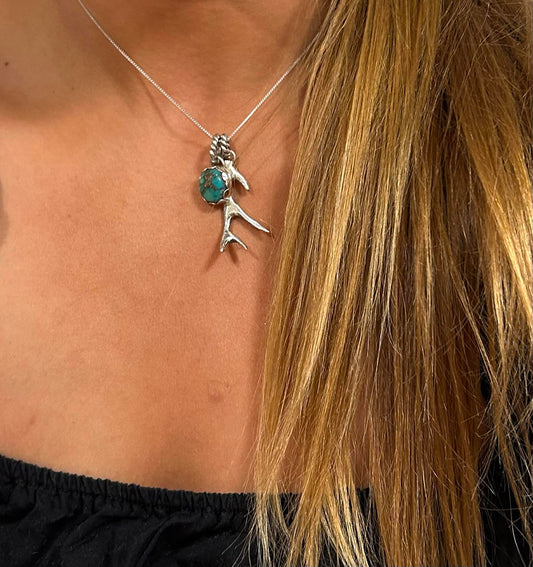 Emerald Valley Turquoise Antler Charm Necklace