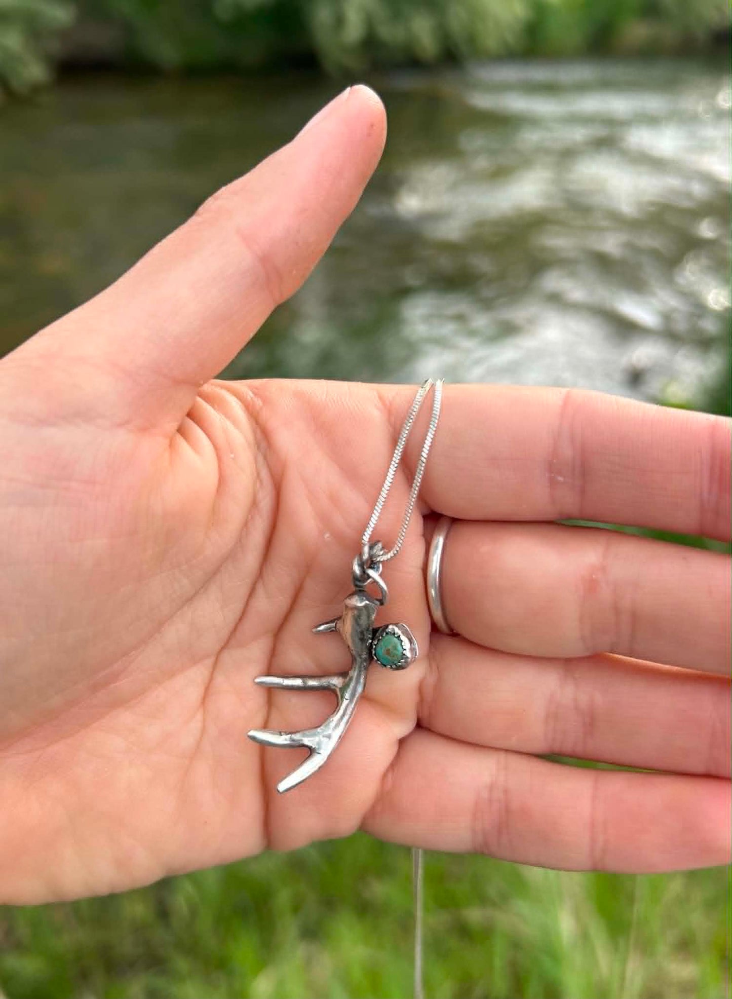 Turquoise Antler Necklace