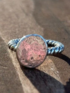 Simple Stamped Silver Ring Size 6.5