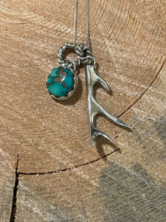 Emerald Valley Turquoise Antler Charm Necklace